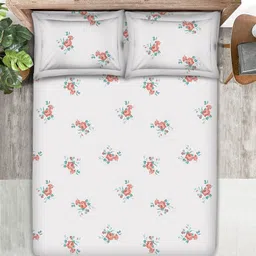 Boutique Living India Regent Park White & Red Printed 200 TC Cotton King Bedsheet Set image 4