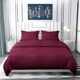 Nendle Magenta 400 TC King Bedsheet with 2 Pillow Covers image 5