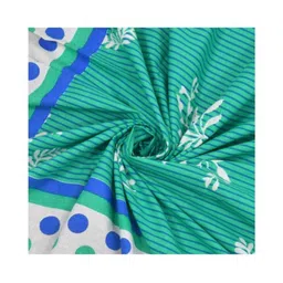 Aura Turquoise Blue & White Floral 120 TC Single Bedsheet Set 2.25 m x 1.50 m image 4