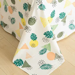 JC HOME Multicoloured Graphic 200 TC Single Bedsheet with 1 Pillow Covers image 4