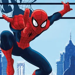 Marvel Blue & Red Spiderman 180 TC Cotton Single Bedsheet with 1 Pillow Cover image 3