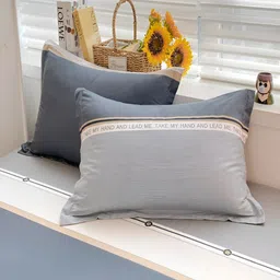 JC HOME Grey & White Striped Cotton 220 TC Fitted Single Bedsheet & 1 Pillow Cover image 5
