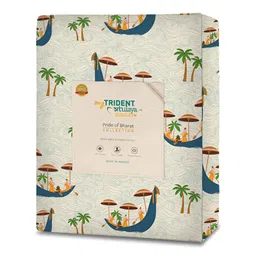 MYTRIDENT White & Blue Graphic 144 TC King Bedsheet with 2 Pillow Covers image 3