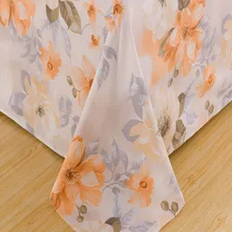 JC HOME White & Grey Floral Cotton 220 TC King Bedsheet With 2 Pillow Covers image 3