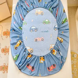 JC HOME Blue & Red Graphic 220 TC Cotton Queen Bedsheet with 2 Pillow Covers image 5