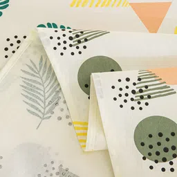 JC HOME White & Green Conversational 200 TC Single Bedsheet image 4