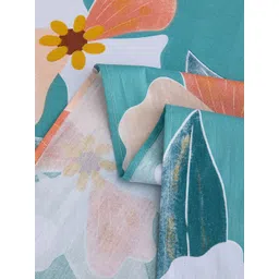 JC HOME Green & White Floral 200 TC Cotton King Bedsheet image 4