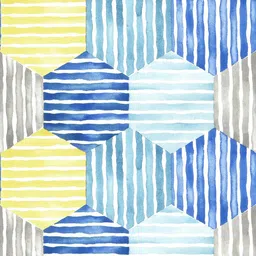 GM Blue & Yellow Geometric 180 TC Single Bedsheet with 1 Pillow Covers image 5