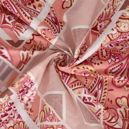 ROMEE Peach-Coloured & Brown Ethnic Motifs 186 TC King Bedsheet with 2 Pillow Covers image 4