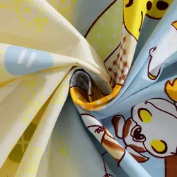 FABINALIV Blue & Yellow Cartoon Characters 300 TC King Bedsheet With 2 Pillow Covers image 3