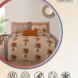 LIVING ROOTS Multicoloured Floral 210 TC King Bedsheet with 2 Pillow Covers image 4