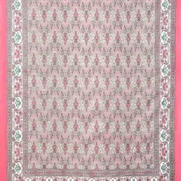 CLIO'S HERITAGE STORE Pink & Green Floral 210 TC Cotton King Bedsheet & 2 Pillow Covers image 3