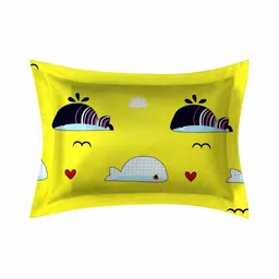 RISING STAR Yellow Cartoon Characters 350 TC King Bedsheet with 2 Pillow Covers image 4