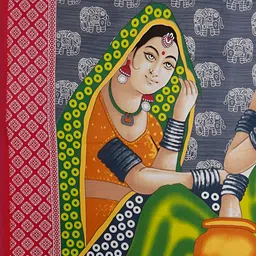 POORAK Red & Grey Ethnic Motifs 104 TC Cotton Queen Bedsheet Set image 3