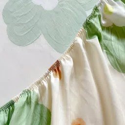 JC HOME White Floral Cotton 210 TC Fitted Single Bedsheet With 1 Pillow Cover image 4