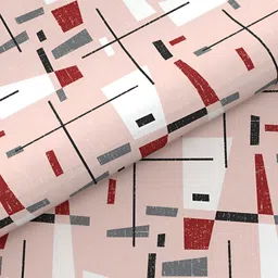 MYTRIDENT Red & White Geometric Printed 144 TC Queen Bedsheet Set image 2