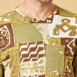 7 Alt by Pantaloons Relaxed Fit Abstract Printed Cotton T-shirt image 3