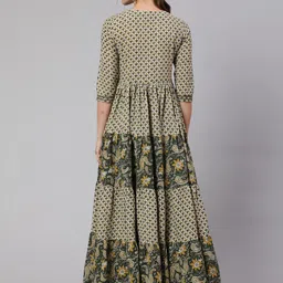 GLAM ROOTS Ethnic Motifs Printed Tiering Pure Cotton Anarkali Kurta image 5