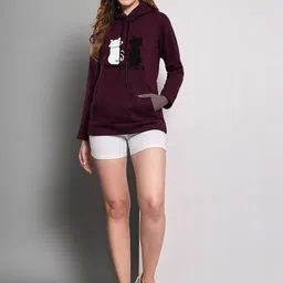 funday fashion Women 3/4th Sleeve Graphic Print Hooded Sweatshirt image 5