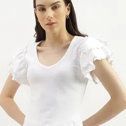 United Colors of Benetton Scoop Neck Flutter Sleeve Top-picture-25