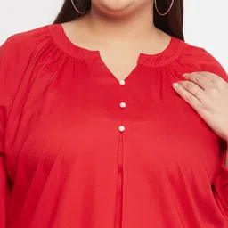 VINAAN Plus Size Band Collar Long Sleeves Shirt Style Top image 3