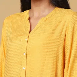 Marigold Lane Self Design Mandarin Collar Shirt Style Top image 2