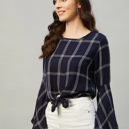 CHIMPAAANZEE Checked Bell Sleeve Top image 3