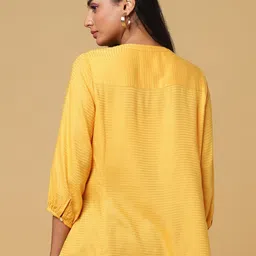 Marigold Lane Self Design Mandarin Collar Shirt Style Top image 4