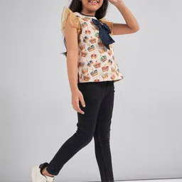 One Friday Girls Conversational Print Flutter Sleeve Top image 5