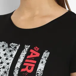 appulse Women Black & Navy Blue 3 Printed Slim Fit Cotton Running T-shirts image 5