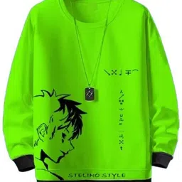 cnw Men Graphic Print Round Neck Cotton Blend Light Green T-Shirt image 1