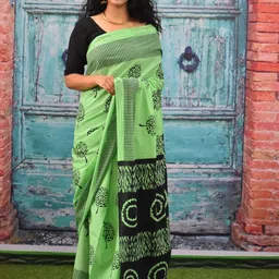 JALTHER Floral Pure Cotton Block Print Saree-picture-18