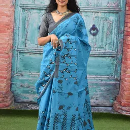 JALTHER Pure Cotton Block Print Saree-picture-16