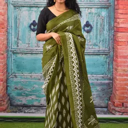JALTHER Geometric Printed Pure Cotton Block Print Saree-picture-32