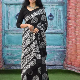 JALTHER Ajrak Block Pure Cotton Block Print Saree-picture-12