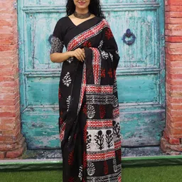 JALTHER Pure Cotton Block Print Saree-picture-24