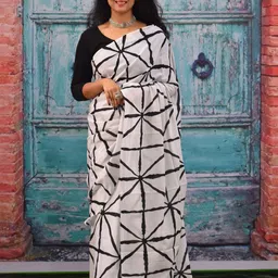 JALTHER Geometric Pure Cotton Block Print Saree-picture-18