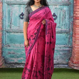 JALTHER Floral Block Printed Saree-image-47