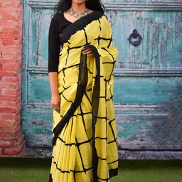 JALTHER Checked Block Printed Saree-picture-28