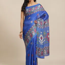 Saree mall Blue & Off-White Printed Saree-picture-15