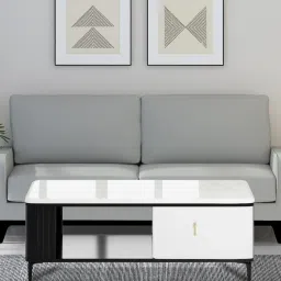 royaloak Milan Marble Top Coffee Table In White Colour With Drawers image 1