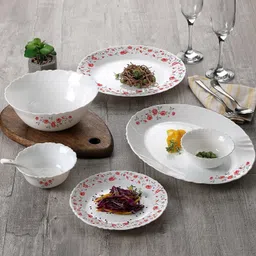 cello Pack of 33 Opalware Imperial Red Rose Fantasy Dinner Set image 2