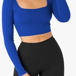 trendyaura Casual Regular Sleeves Solid Women Blue Top image 4