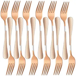 oicia Nw1_Rose-Gold Small Dinner Fork Set, Mini , Tableware Appetizer Forks Stainless Steel Fruit Fork Set image 1