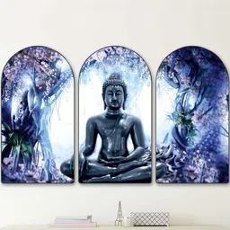 Myntra Elegant Homes Blue Set of 3 Piece MDF Religious Wall Paintings-picture-20