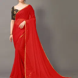 DIVASTRI Women Polka Dot Poly Chiffon Saree image 1