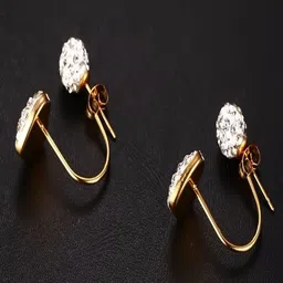 DressBerry Gold-Plated Crystals Studded Contemporary Shaped Drop Earrings-picture-33