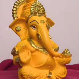The Advitya Yellow & Gold-Toned Lord Ganesha Religious Idol Showpiece image 5