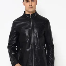 MaheTri Men's Sleek Black Leather Jacket-image-86
