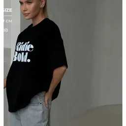 LULU & SKY Women Typography Printed Pure Cotton T-shirt image 2